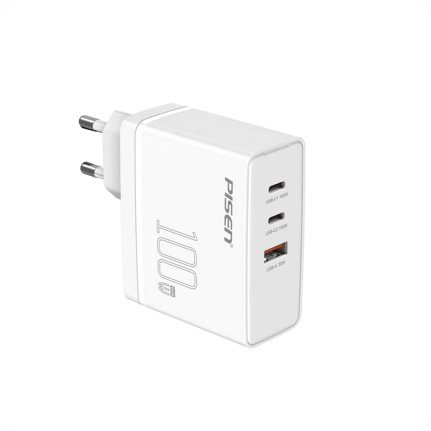 PISEN Pro GaN 2 USB-C+USB-A เครื่องชาร์จติดผนังเร็ว 100W