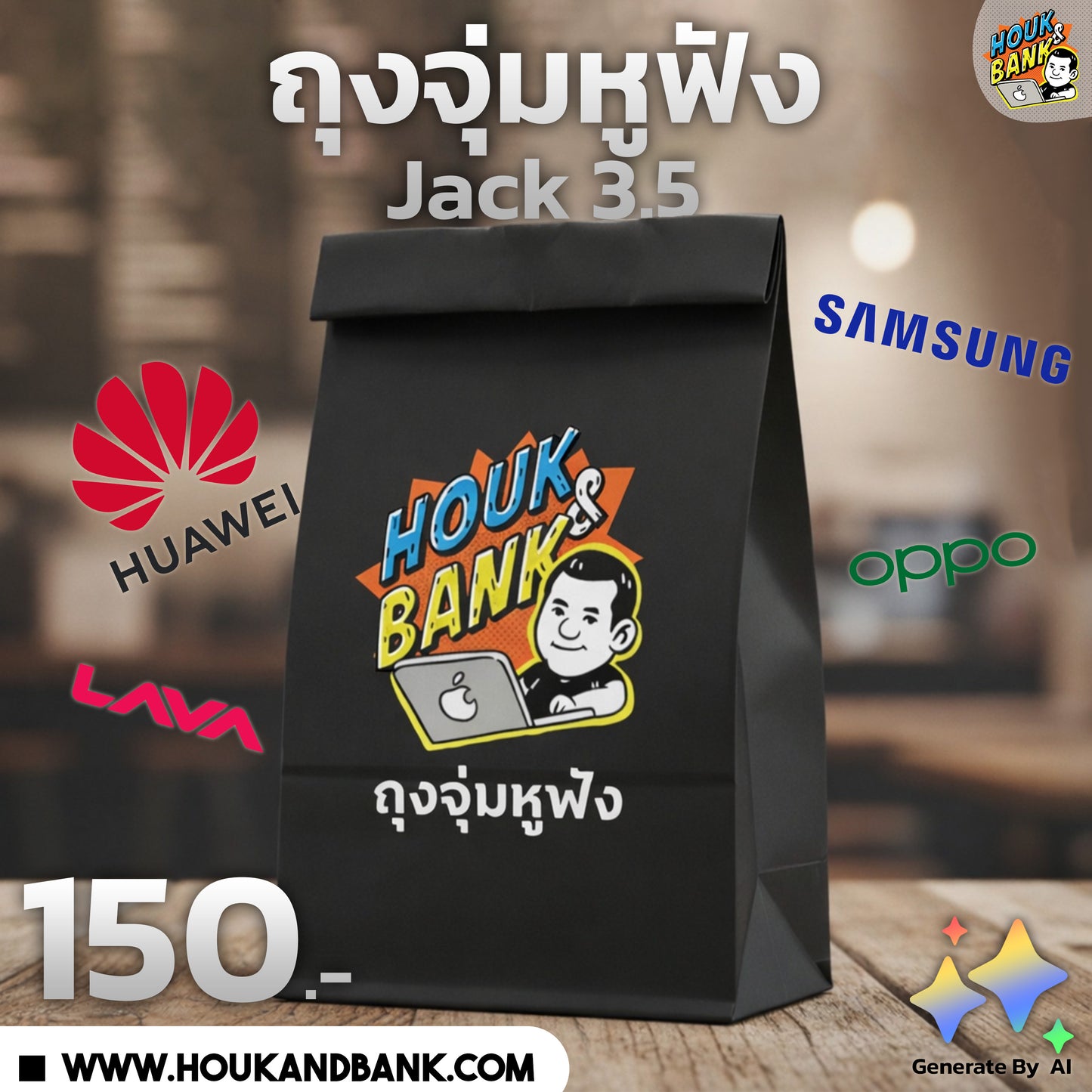 ถุงจุ่มหูฟัง 3.5mm ชุด 5 ชิ้น ( คละแบรนด์ )