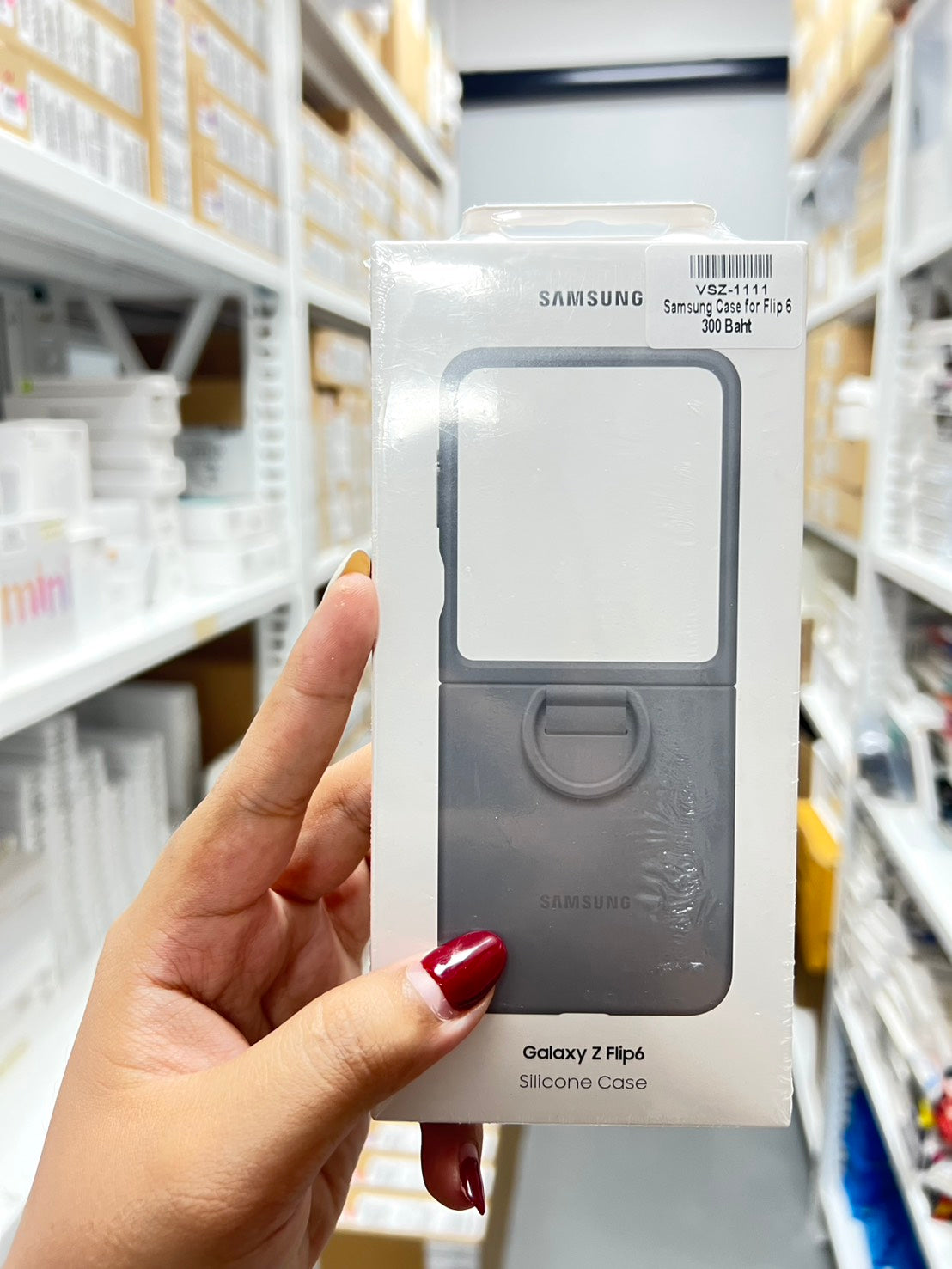 Silicone Case with Ring Gray Galaxy Z Flip6